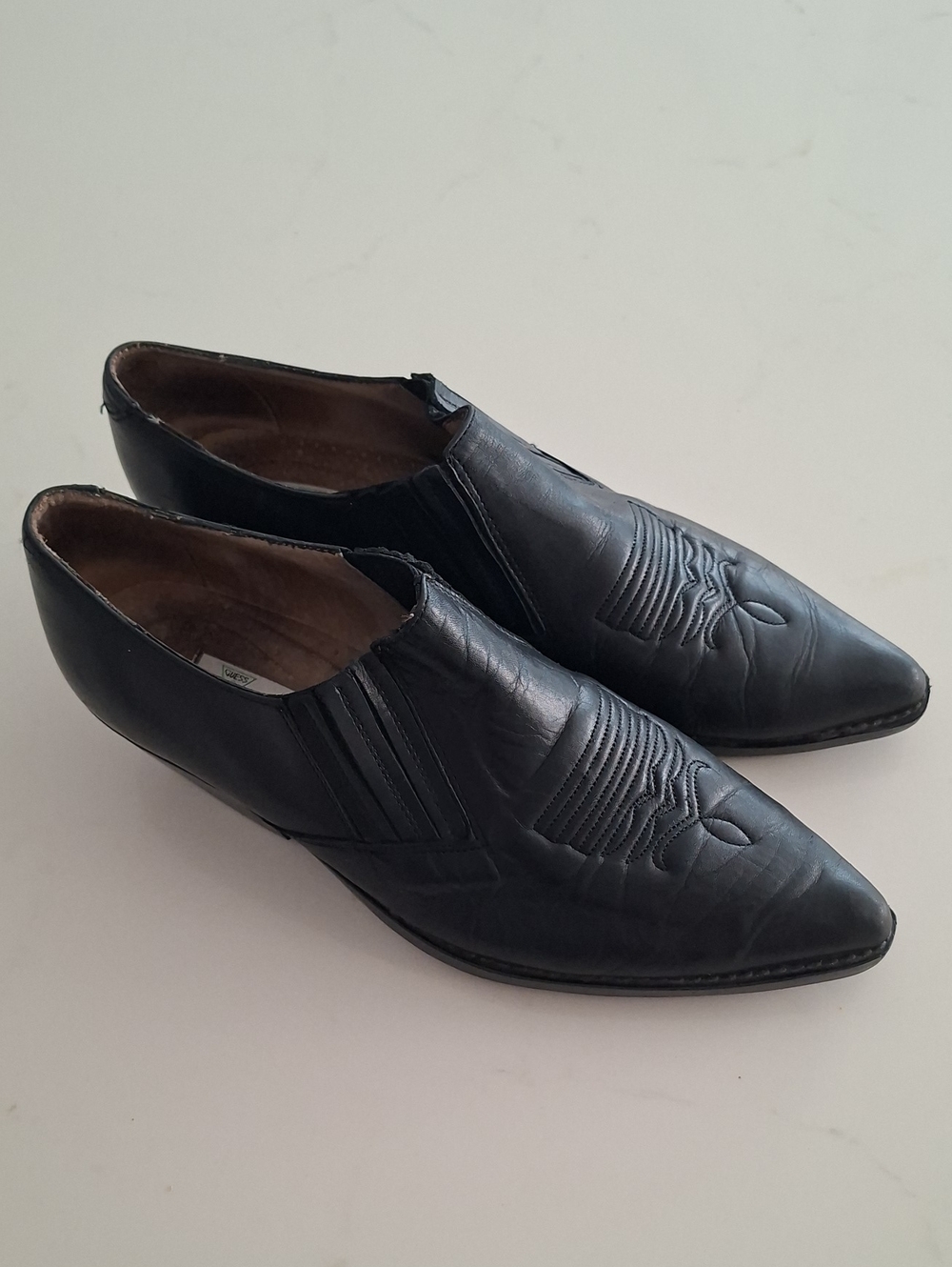 Vintage 90's Guess by Marciano Black Leather Western Ankle Booties (US 10)